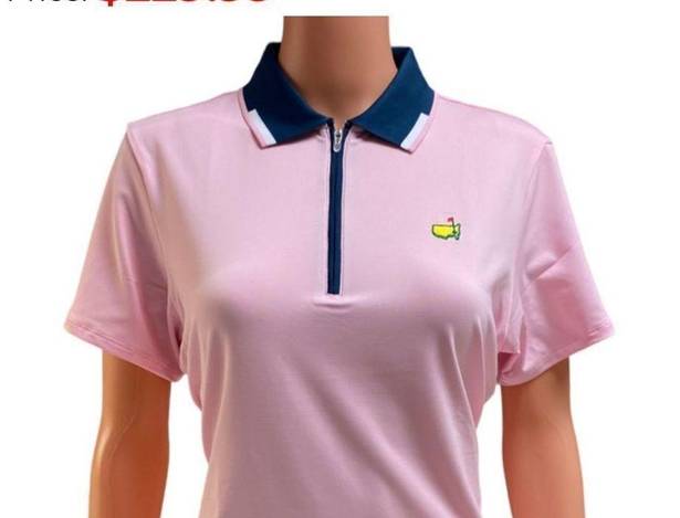 Polo Masters Magnolia Lane Ladies Performance Tech Light Pink Zip  Navy nwt