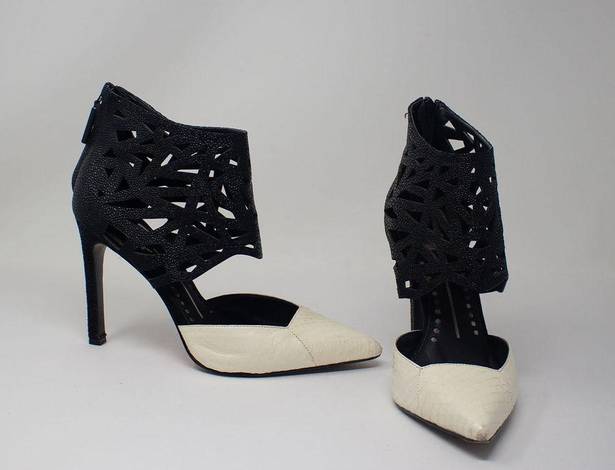 DV by Dolce Vit Dolce Vita Kadyn Genuine Leather Perforated Cut Out Cage Pointed Toe High Heels 