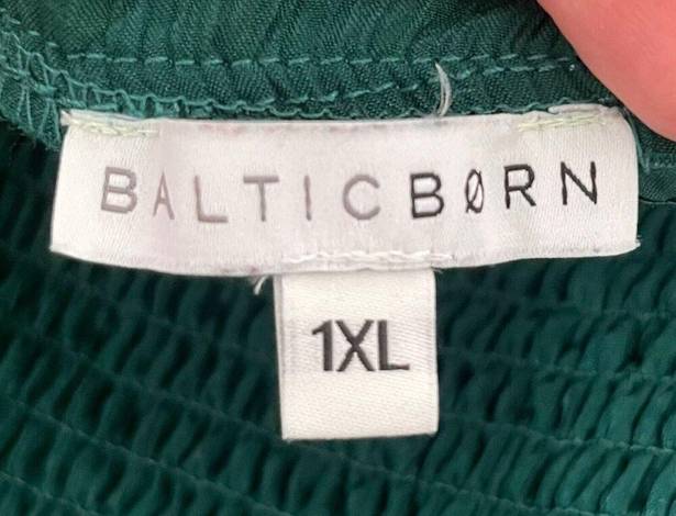 Baltic Born  Esther Smocked Ruffle Hem Midi Dress Emerald Green Size 1XL