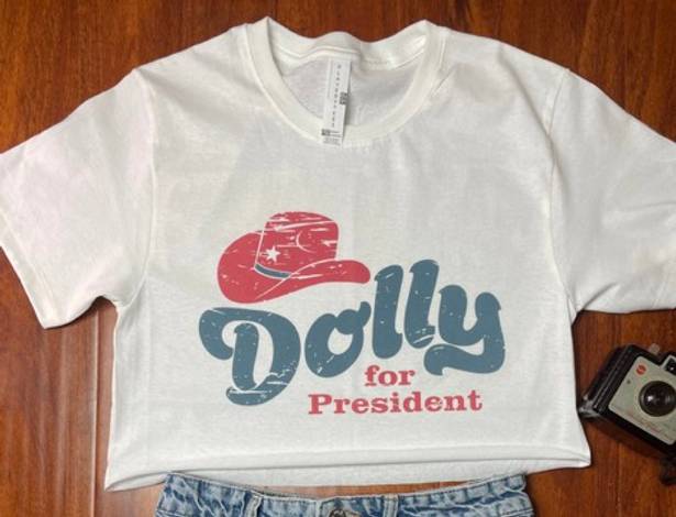 Dolly For President Crop Top White Size M