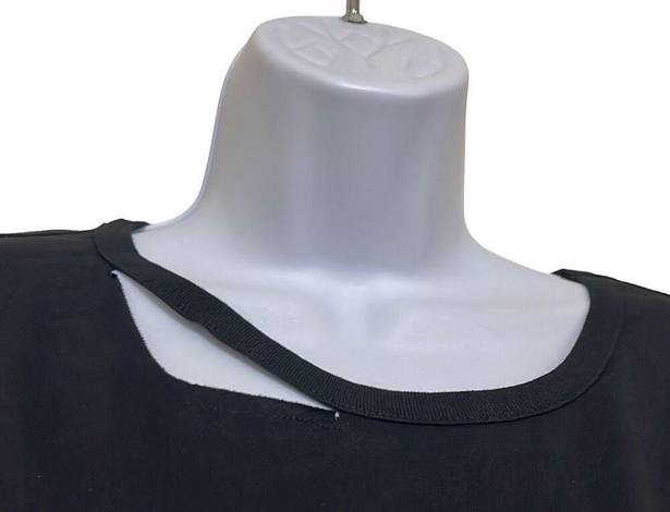n:philanthropy  Womens L Cypress Slit T Shirt Black Distressed Short Sleeve NWT