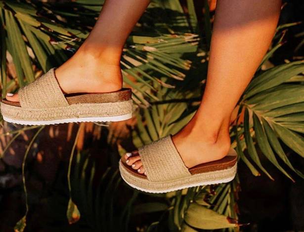 Soda Raffia Woven Espadrille Wedge