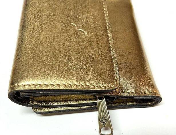 Patricia Nash Verla Gold Vintage Leather Trifold Wallet with RFID Protection