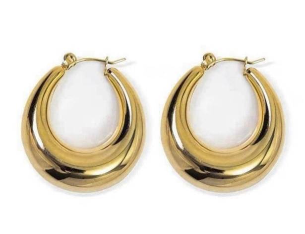 18K Gold Plated Chunky Hoop Earrings for Women