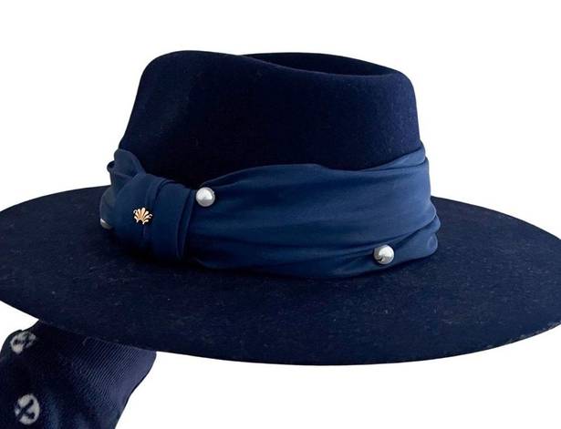 Lele Sadoughi NWT  Wool Pearl Navy Rancher Hat