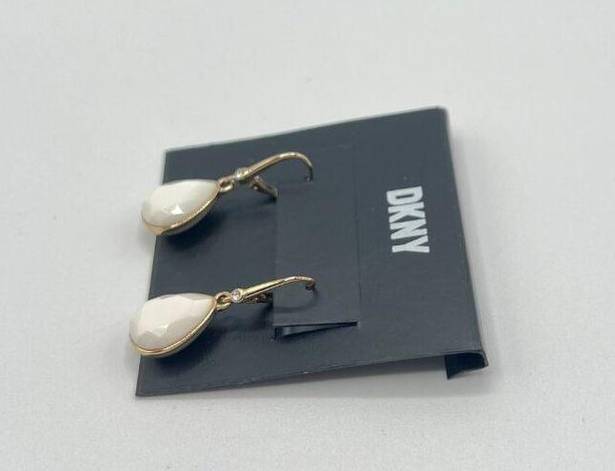 DKNY  Pave & Tear-Shape Stone Drop Earrings in Gold/White MSRP $32 NWT