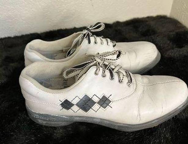 FootJoy  Golf Shoes eComfort Argyle Stitch 98522 White Black Size 8M