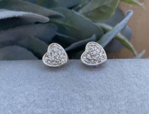 Swavorski Swarovski Heart Stud Sparkle Silver Tone Earrings