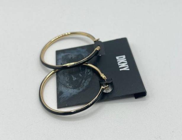 DKNY  Enamel Hoop Earrings in Gold/Black MSRP $38 NWT