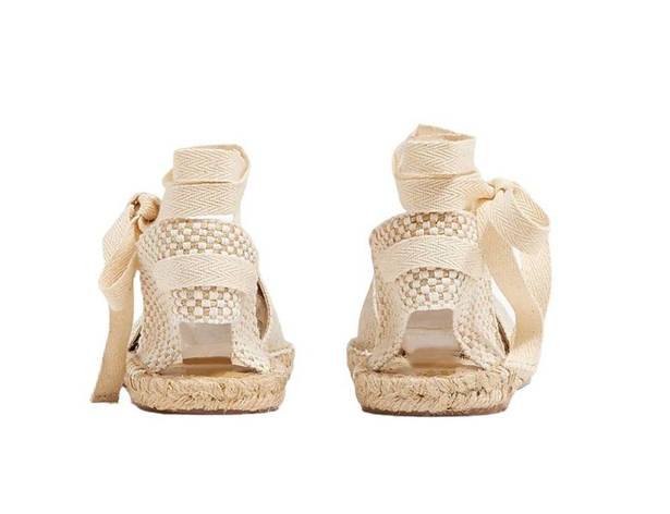 J.Crew  D'Orsay lace-up espadrilles Beige Gold 
Item AX839 Size 6.5 NWT