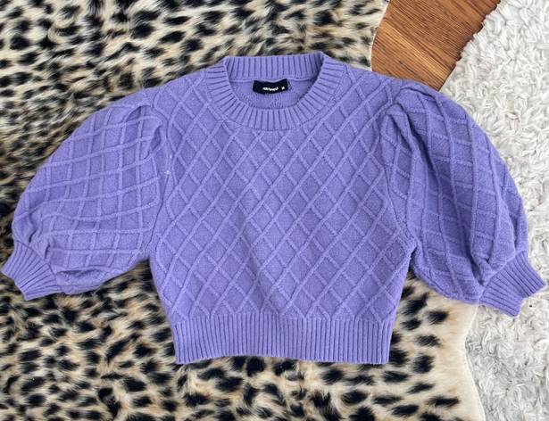 ZARA Light Purple Knit Puff Sleeve Crop Top