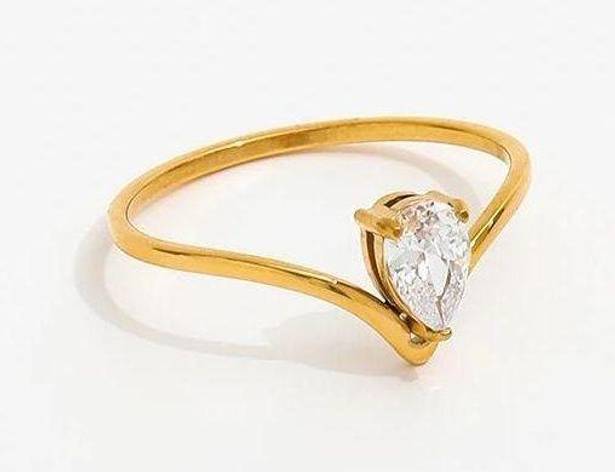 Size 6 Stainless Steel Ring 18k Gold PVD