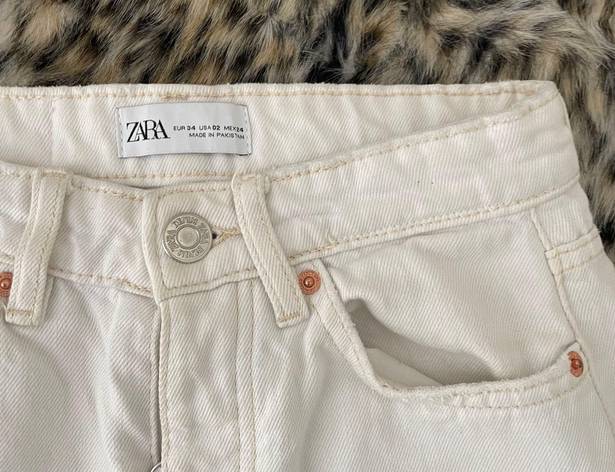 ZARA High Rise Cream Straight Leg Jeans