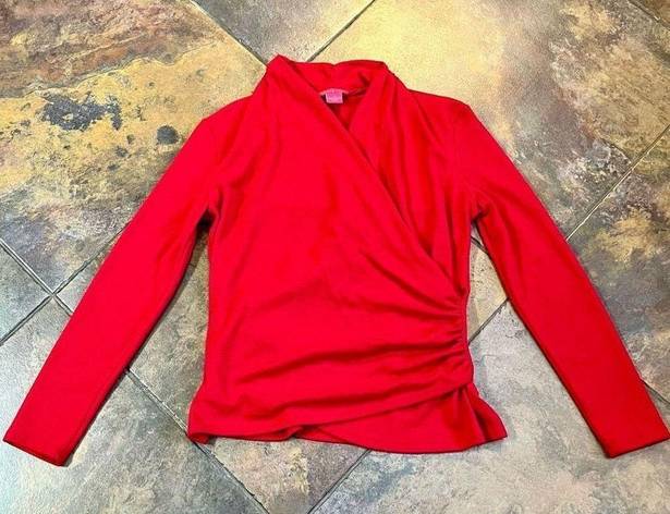 Sunny Leigh  Women’s Red Sweep Wrap Sweater Small