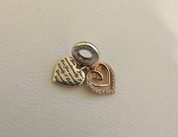 Pandora Charm Entwined Hearts Double Dangle Charm