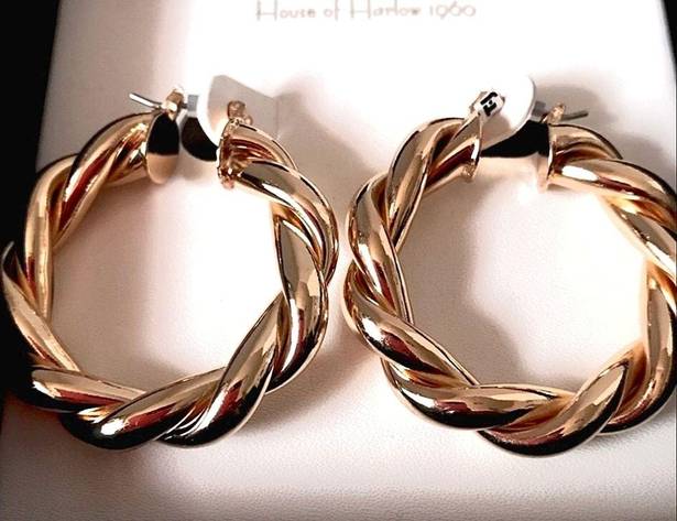 House of Harlow  1960 | TWISTED BRAIDED HOOP EARRINGS