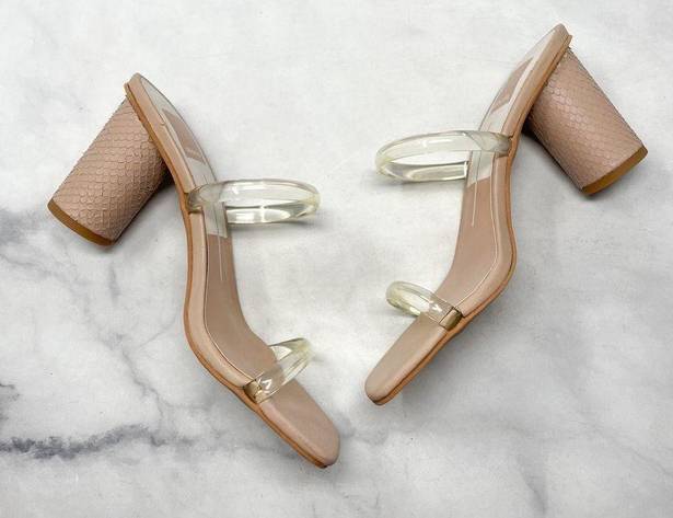 DV by Dolce Vit Dolce Vita Noles Nude Crystal Clear Strap Square Toe Minimalist Mule Sandal Heel