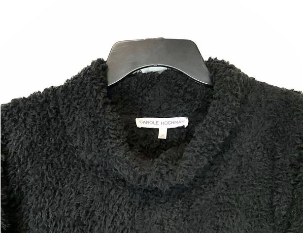 Carole Hochman Black Sherpa Fluffy Pullover High Neck Top Women 3X