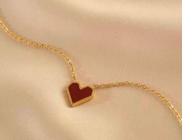 18K Gold Plated Red Heart Pendant Necklace for Women