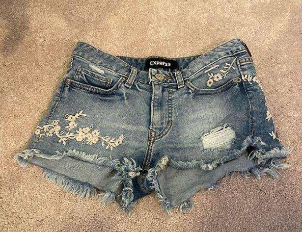 EXPRESS embroidered jean shorts