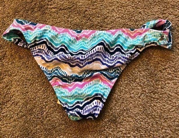 Raisin's NEW NWT R COLLECTIONS BY  Blue White Pink Chevron Bikini Swim Bottom MED