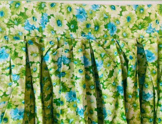 Vintage Blue Handmade /green floral midi skirt size/S