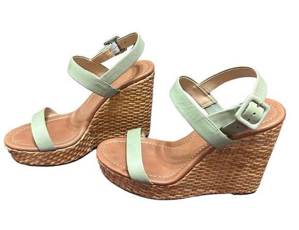 Kate Spade New York Dancer Seafoam Green Calf Straw Wedge Platform $258 Size 8.5