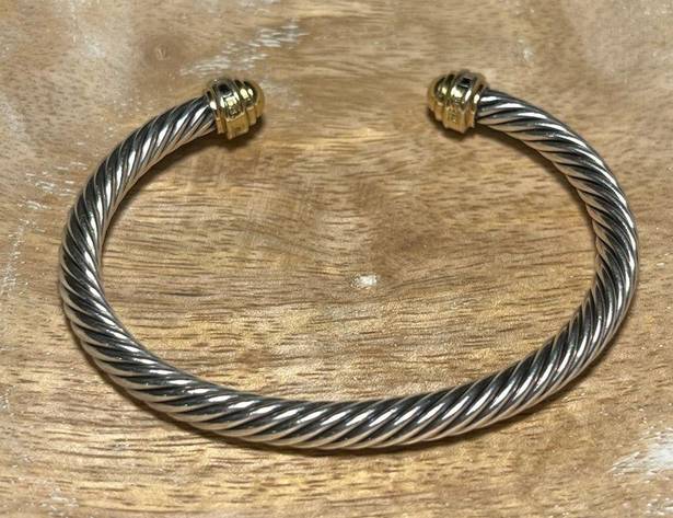 David Yurman Sterling Silver & 18K Gold Diamond Cuff Bracelet