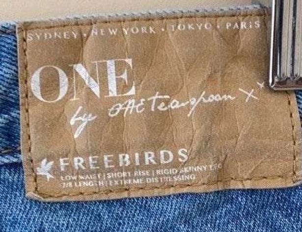 One Teaspoon Freebirds Busted Knee Ripped Distressed Skinny Ankle Jeans