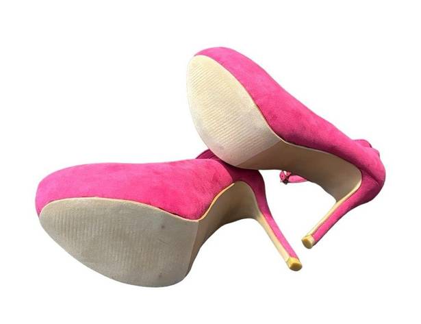 Bella Marie , hot pink, suede Mary Jane Pumps.