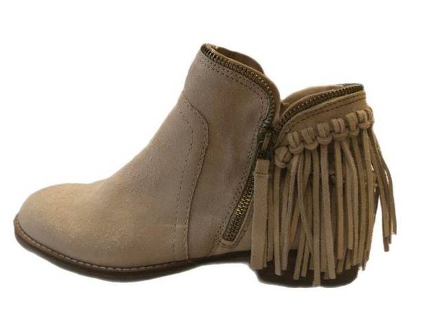 DV by Dolce Vit Dolce Vita Fringe Beige Suede Zip Up Booties