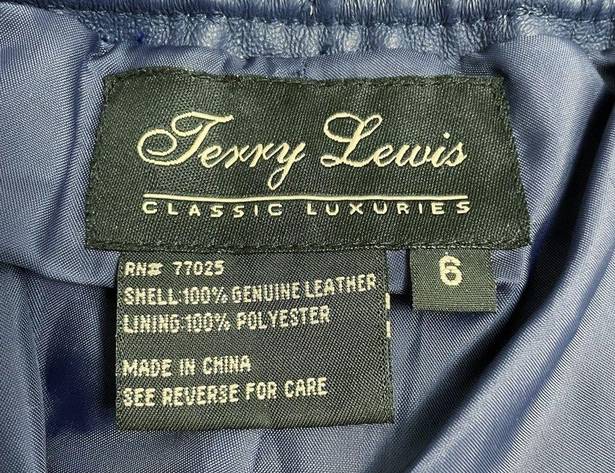 Terry Lewis Vintage  Classic Luxuries Indigo Blue Leather Slouchy Pants Size 6