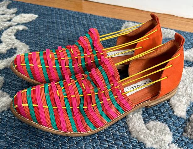 Donald Pliner Anthropologie Rainbow Leather Woven Elastic Slide D’Orsay Flat 7.5