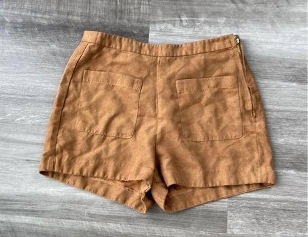 Timing  Faux Suede Tan Shorts S Side Zip High Rise M9