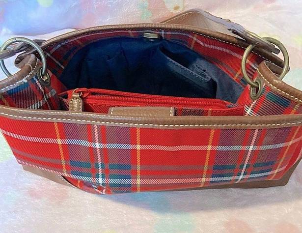 Tommy Hilfiger Vintage Premium designer handbag plaid and leather (unused) RARE