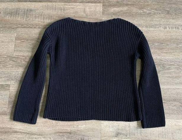 Vince  Waffle Thick Stitch Knit Cotton Pullover Sweater Top Size XS Navy blue