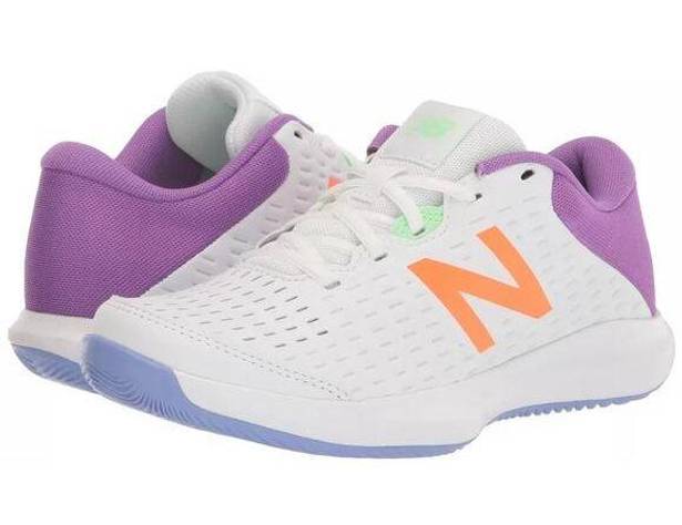 New Balance  696 V4 Athletic Hard Court Tennis Shoes White / Mystic Purple 8