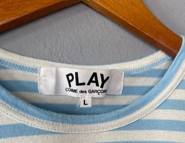 Comme des Garçons Play  Blue & White Striped Long Sleeve Tee Size Large