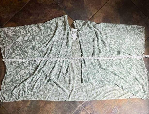 Yeti NWT Yak &  Green Floral Thin Shawl Cardigan One Size