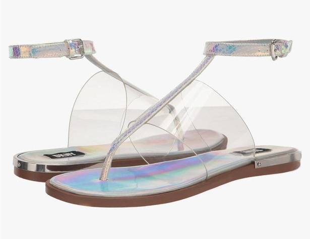 DKNY  Ava Iridescent Ankle Strap Thong Sandals, NEW, Size 6, MSRP $120