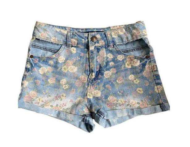 Celebrity Pink floral cutout high waisted jean shorts 