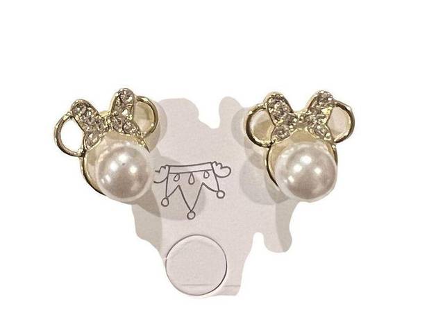 Disney Fashion gold plated  Minnie Ears With Bow earrings