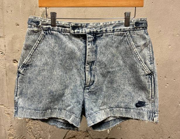 Nike Vintage 1980s  Challengecourt Acid Wash Embroidered Short Denim Short Shorts