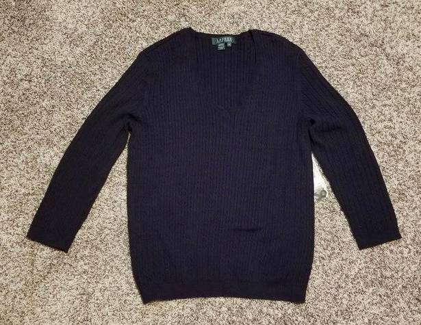 Polo Rhalp Lauren Cable-Knit Wool-Cashmere V-Neck O Sweater Size M  New