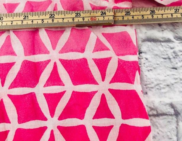 Chico's  Button Up Shirt Blouse Women's 3 16/18 Pink Pinwheel Print Long Sleeve