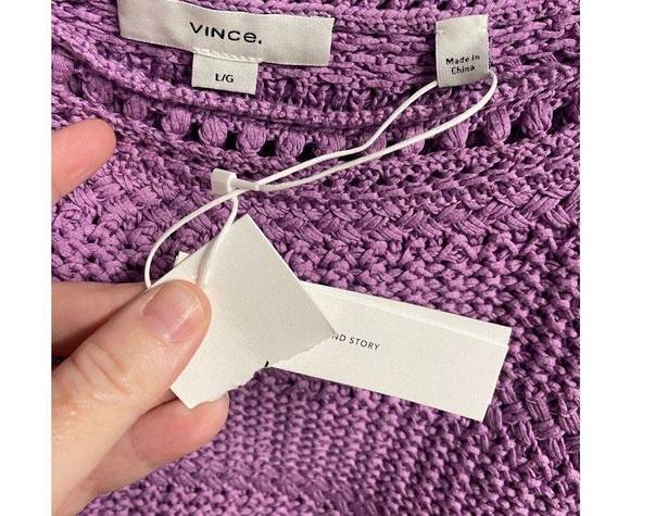 Vince  Crop Cami Top Womens Large purple Corchet Cotton Sleeveless B63