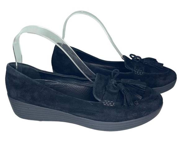 FitFlop  Women's Black Suede Tassel Slide In Loafer Size 7.5