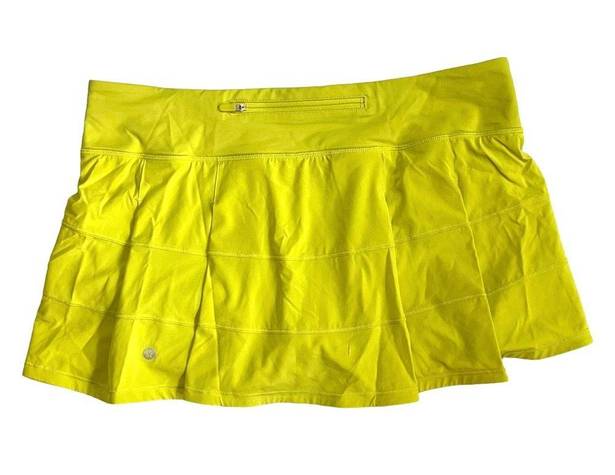 Lululemon  Women’s Pace Rival Mid Rise Pleated Serpentine Yellow Workout Skirt 10