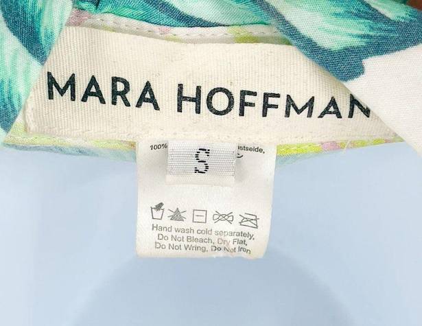 Mara Hoffman  Tropical Print Pastel Cold Shoulder Button Up Collared Shirt Top