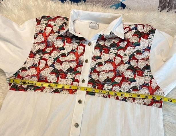 Krass&co Vintage 90s Tap &  Christmas Santa Button Down Blouse Top Women’s Size Medium